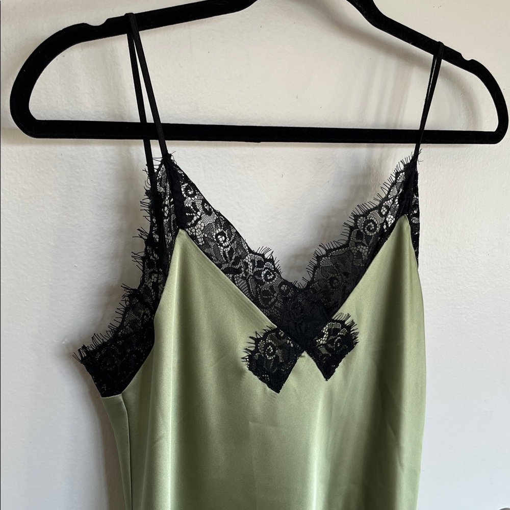 All Saints Sage and Black Lace Chemise - Picture 8 of 10